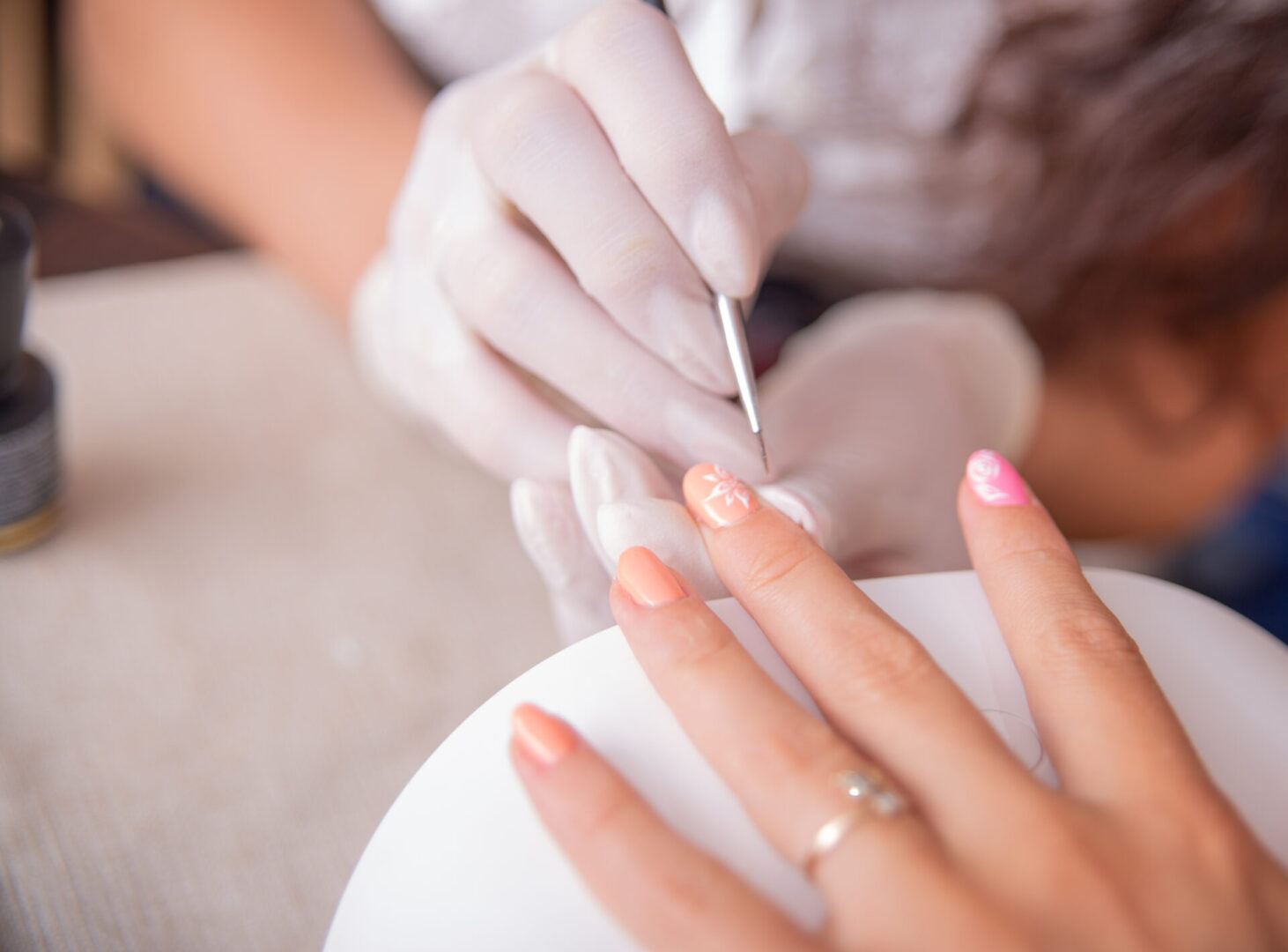 Professional nail artist at work